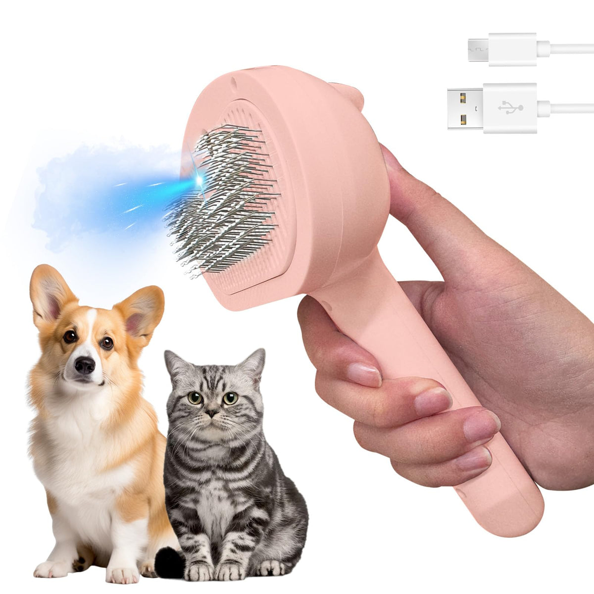 Steam Brush for Shedding Dogs and Cats